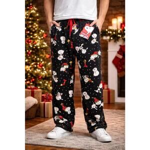 Peanuts Snoopy Christmas Pajama Pants Men’s Large Holiday Lounge Pants NWT